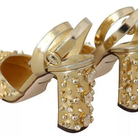 Dolce & Gabbana Gold Studs Vally Slingback Sandals Shoes