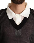 Dolce & Gabbana Black White Shirt One Piece Pullover Sweater