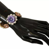 Dolce & Gabbana FIORI BLOOMING Floral Baroque Crystals Brass Bracelet