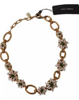 Dolce & Gabbana Gold Chain Lilium Floral Choker Statement Jewelry Necklace