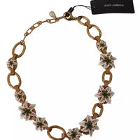 Dolce & Gabbana Gold Chain Lilium Floral Choker Statement Jewelry Necklace