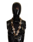 Dolce & Gabbana Gold Chain Lilium Floral Choker Statement Jewelry Necklace
