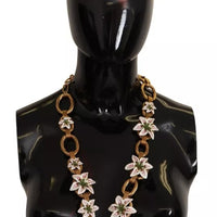 Dolce & Gabbana Gold Chain Lilium Floral Choker Statement Jewelry Necklace