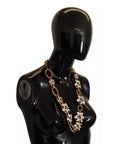 Dolce & Gabbana Gold Chain Lilium Floral Choker Statement Jewelry Necklace