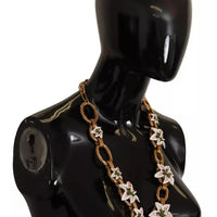 Dolce & Gabbana Gold Chain Lilium Floral Choker Statement Jewelry Necklace