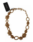 Dolce & Gabbana Gold Chain Lilium Floral Choker Statement Jewelry Necklace