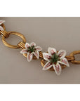 Dolce & Gabbana Gold Chain Lilium Floral Choker Statement Jewelry Necklace