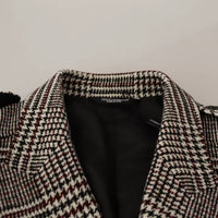 Dolce & Gabbana Gray Check Plaid Long Trench Coat Jacket