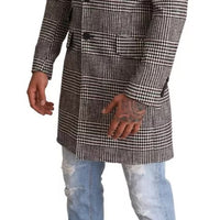 Dolce & Gabbana Gray Check Plaid Long Trench Coat Jacket