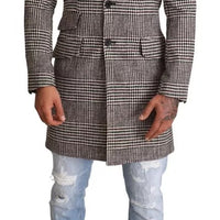 Dolce & Gabbana Gray Check Plaid Long Trench Coat Jacket