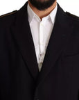 Dolce & Gabbana Blue Trench Coat Long Wool Stretch Jacket