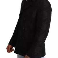 Dolce & Gabbana Black Trench Coat Check Wool Jacket