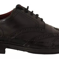 Dolce & Gabbana Black Perforated Leather Lace Up Derby Shoes