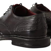 Dolce & Gabbana Black Perforated Leather Lace Up Derby Shoes