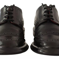 Dolce & Gabbana Black Perforated Leather Lace Up Derby Shoes