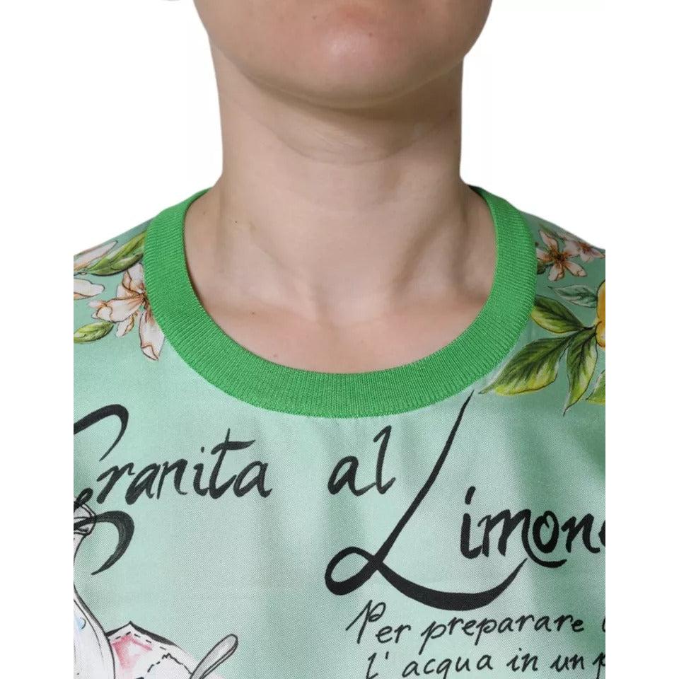 Dolce &amp; Gabbana Green Silk Granita Al Limone Long Sleeves Sweater