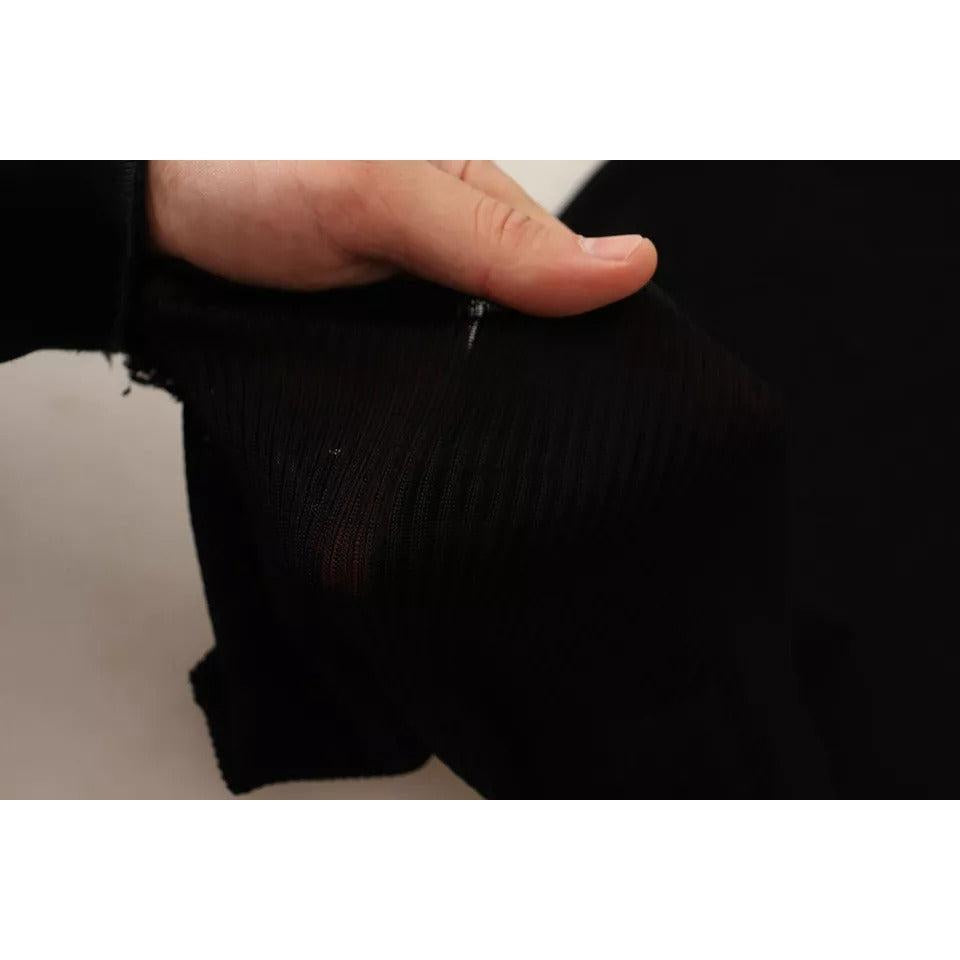 Dolce &amp; Gabbana Black Turtleneck Form Fitting Pullover Sweater