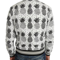 Dolce & Gabbana White Black Pineapple Bomber Coat Jacket