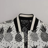 Dolce & Gabbana White Black Pineapple Bomber Coat Jacket