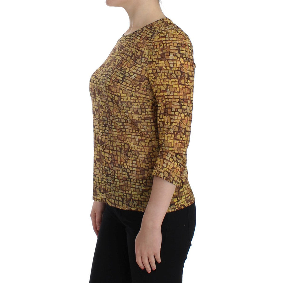 Dolce & Gabbana Sicilian Mosaic Print Silk Blouse