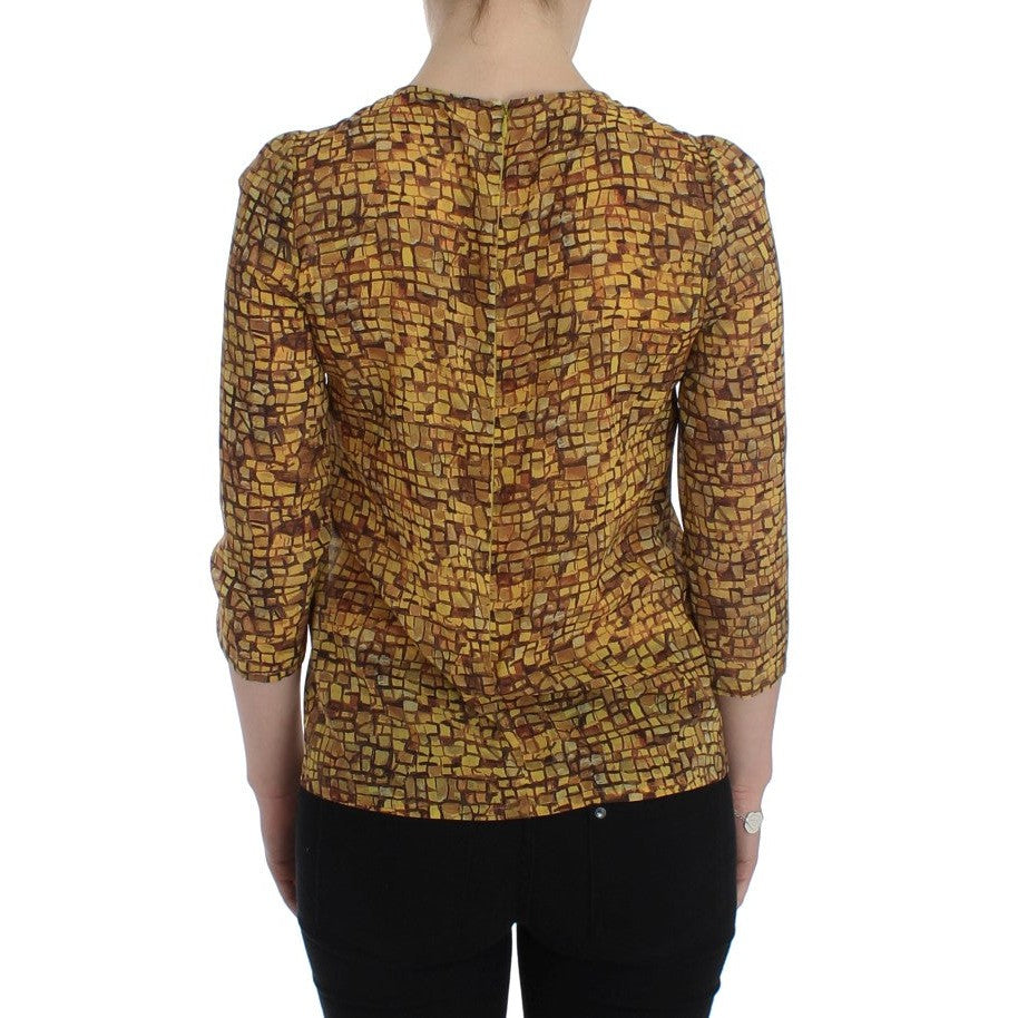 Dolce & Gabbana Sicilian Mosaic Print Silk Blouse