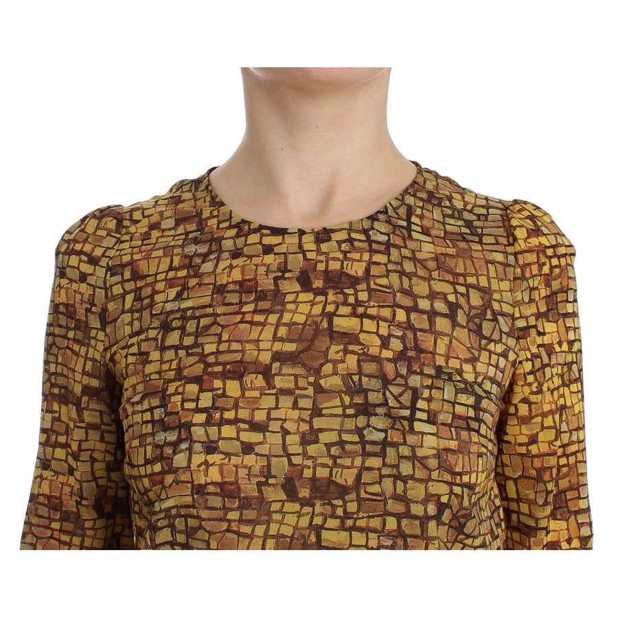 Dolce & Gabbana Sicilian Mosaic Print Silk Blouse