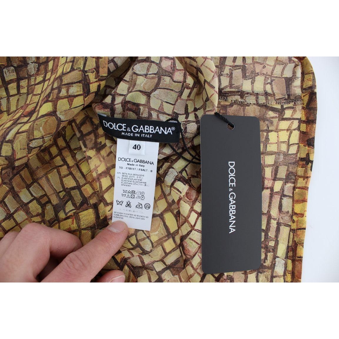 Dolce &amp; Gabbana Sicilian Mosaic Print Silk Blouse