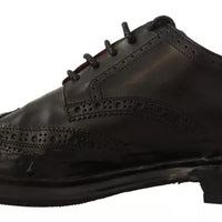 Dolce & Gabbana Black Perforated Leather Lace Up Derby Shoes