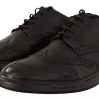 Dolce & Gabbana Black Perforated Leather Lace Up Derby Shoes