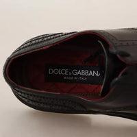 Dolce & Gabbana Black Perforated Leather Lace Up Derby Shoes