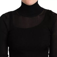 Dolce & Gabbana Black Turtleneck Form Fitting Pullover Sweater