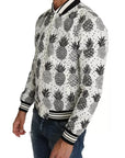 Dolce & Gabbana White Black Pineapple Bomber Coat Jacket
