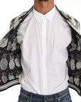Dolce & Gabbana White Black Pineapple Bomber Coat Jacket