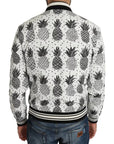 Dolce & Gabbana White Black Pineapple Bomber Coat Jacket