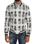 Dolce & Gabbana White Black Pineapple Bomber Coat Jacket