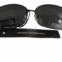 Dolce & Gabbana DG2016B Black Metal Frame DG Crystal Logo Sunglasses