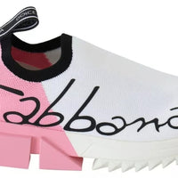 Dolce & Gabbana Pink White Logo Sorrento Sneakers Shoes