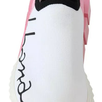 Dolce & Gabbana Pink White Logo Sorrento Sneakers Shoes