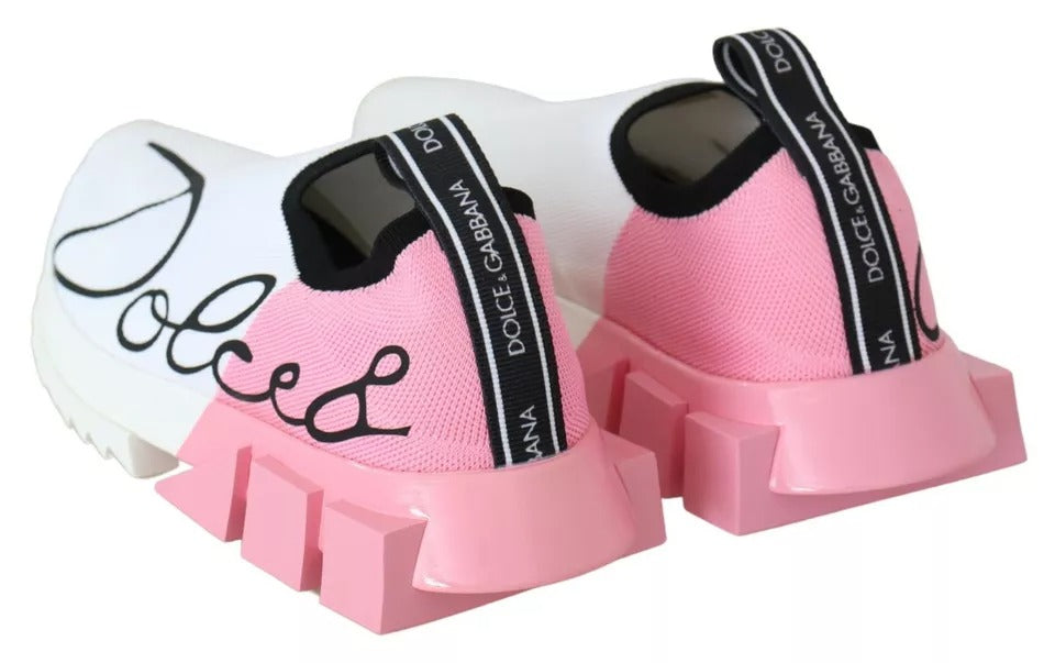 Dolce & Gabbana Pink White Logo Sorrento Sneakers Shoes