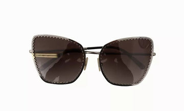 Dolce & Gabbana DG2212 Black Silver Oval Metal Frame Lace Logo Sunglasses