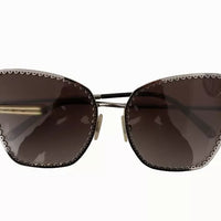 Dolce & Gabbana DG2212 Black Silver Oval Metal Frame Lace Logo Sunglasses