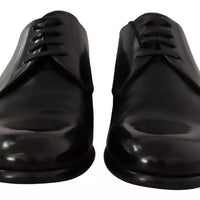 Dolce & Gabbana Black Leather Lace Up Mens Formal Derby Shoes