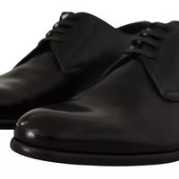 Dolce & Gabbana Black Leather Lace Up Mens Formal Derby Shoes