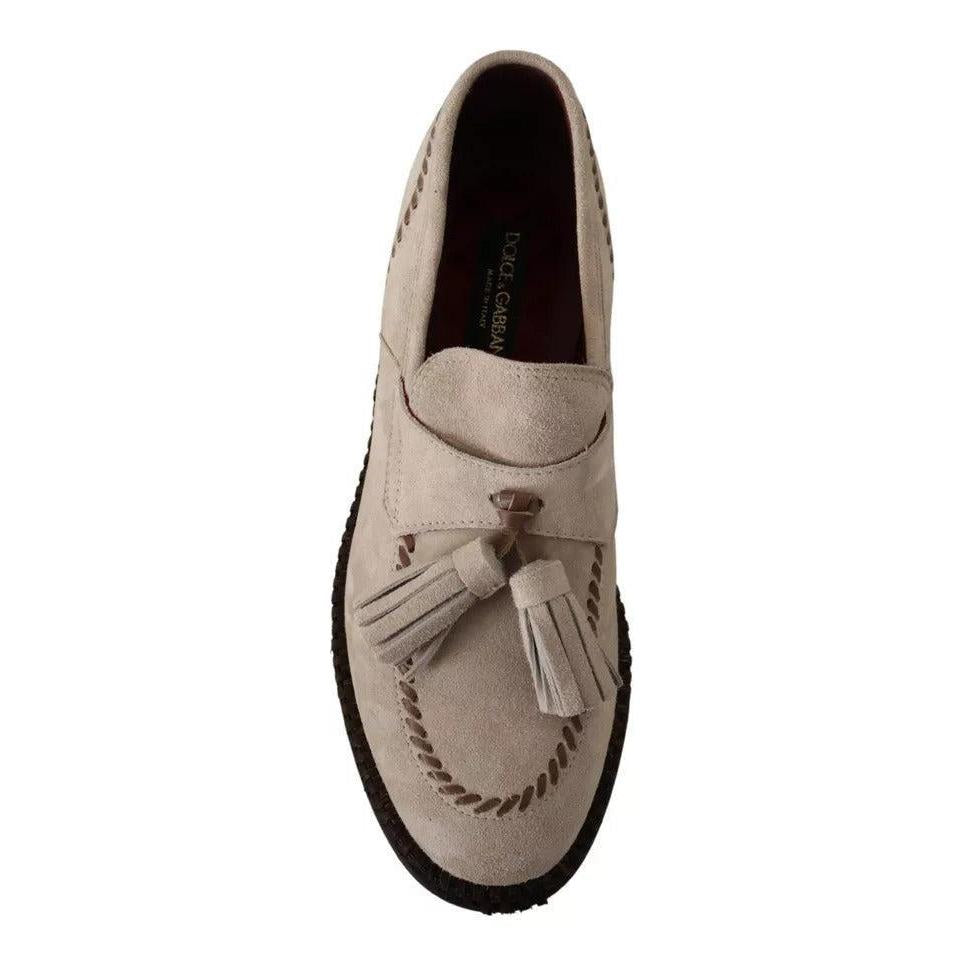 Dolce &amp; Gabbana Beige Moccasins Slip On Leather Men Shoes