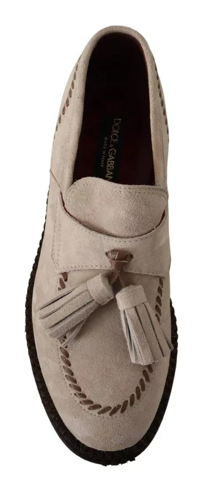 Dolce & Gabbana Beige Moccasins Slip On Leather Men Shoes