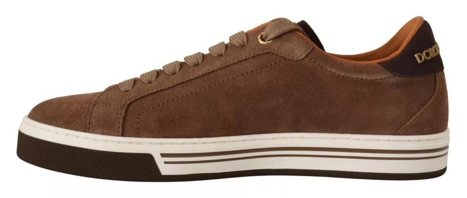 Dolce & Gabbana Brown Suede Logo Low Top Sneakers Men Shoes