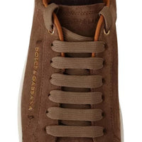 Dolce & Gabbana Brown Suede Logo Low Top Sneakers Men Shoes