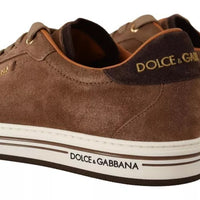 Dolce & Gabbana Brown Suede Logo Low Top Sneakers Men Shoes