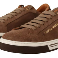 Dolce & Gabbana Brown Suede Logo Low Top Sneakers Men Shoes