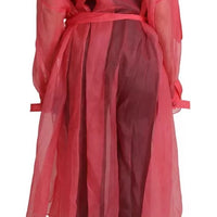 Dolce & Gabbana Pink Silk Organza Belted Coat Jacket